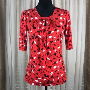 Ann Taylor red, black, and white floral bl…